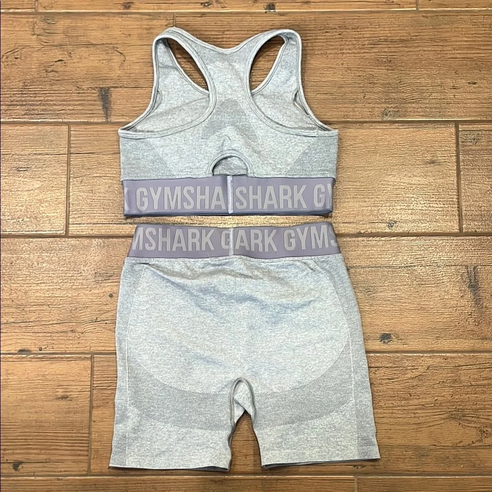 EUC Gymshark Light Gray Sports Bra + Shorts Set - Picture 3 of 5